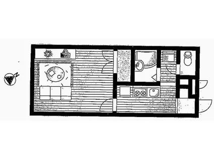 アンプルール 湘南ヒルズ(1K/1階)の間取り写真