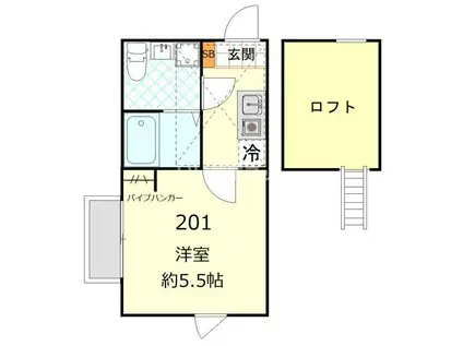 アビターレ杉田(1K/2階)の間取り写真