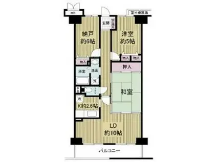 アディーレ八尾(2SLDK/3階)の間取り写真