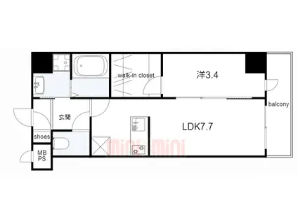 モレス・ヴィラ明石(1LDK/3階)の間取り写真