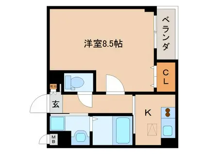 クレディーカーサ(1K/1階)の間取り写真