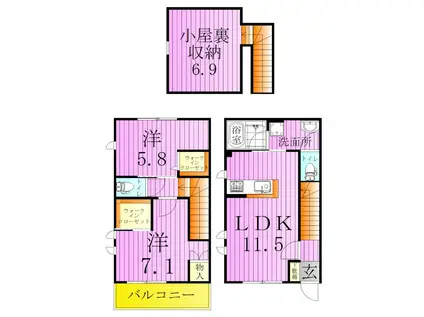 スノーピース(2LDK/1階)の間取り写真