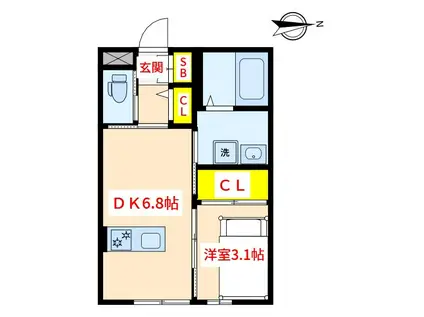 HARU7(1DK/1階)の間取り写真