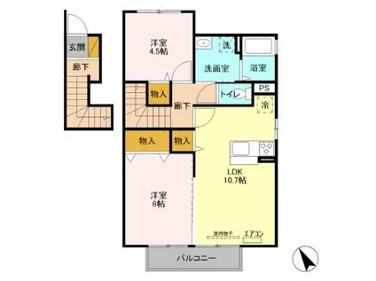 フェリジータ(2LDK/2階)の間取り写真