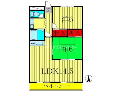 エクセレント富士見台(2LDK/3階)の間取り写真