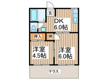 フォーブル深見(2DK/1階)の間取り写真