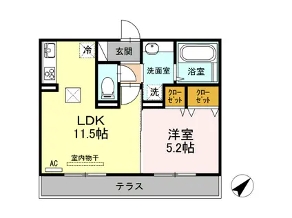 ビブロスポンテ(1LDK/1階)の間取り写真