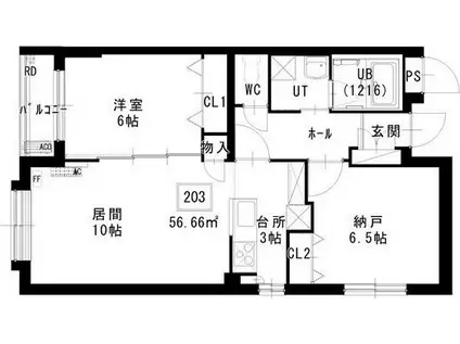 ノヴァ白石-II(2LDK/2階)の間取り写真