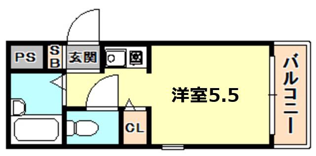ワークヒルズ門戸(ワンルーム/2階)の間取り写真