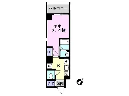 BRILLIANT FLOWER(1K/7階)の間取り写真