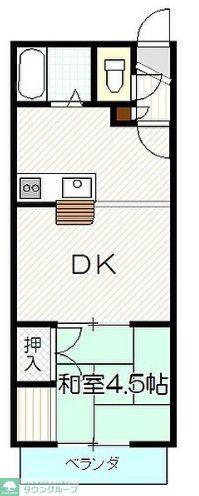 クロノス東松山(1DK/2階)の間取り写真