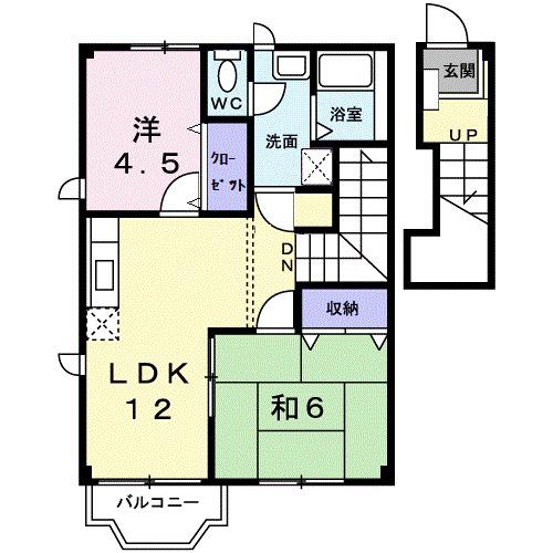 ジョワエスポワール(2LDK/2階)の間取り写真