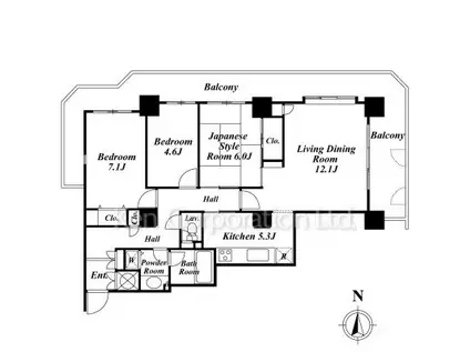 パーク・シティ新川崎(3LDK/23階)の間取り写真