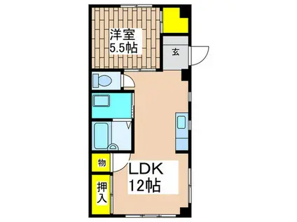 スクエアテラス港南(1LDK/2階)の間取り写真