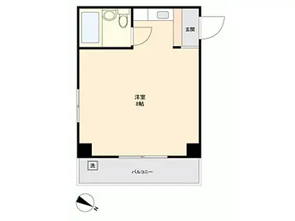 パールマンション錦町(1K/6階)の間取り写真