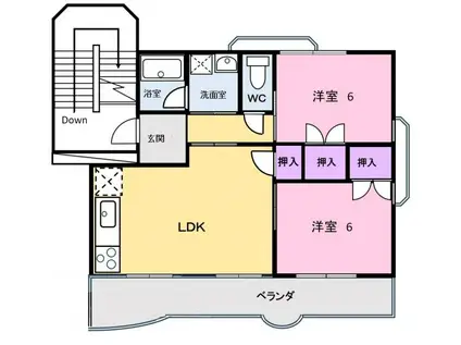ガーデンハイムみずむかい(2LDK/2階)の間取り写真