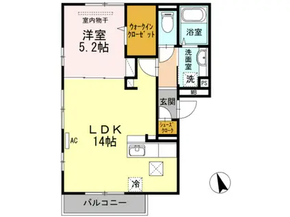 GRACE(1LDK/1階)の間取り写真