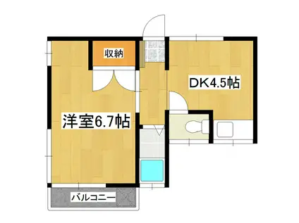 小川荘(1DK/2階)の間取り写真