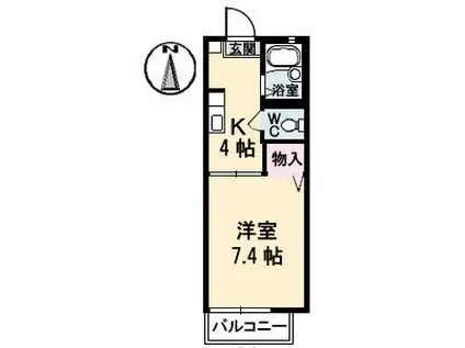フォーレストヒルズ A棟(1K/2階)の間取り写真