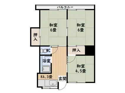 ROCCO田上台I(3K/2階)の間取り写真