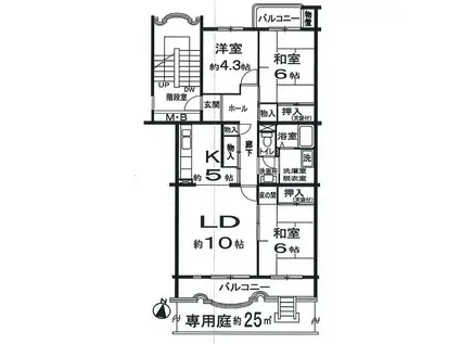 吾妻南 20号棟(3LDK/1階)の間取り写真