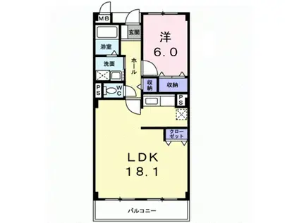 グランド・メール(1LDK/2階)の間取り写真