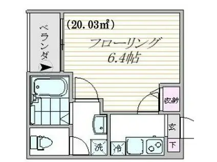 エスタシア西新井(1K/2階)の間取り写真