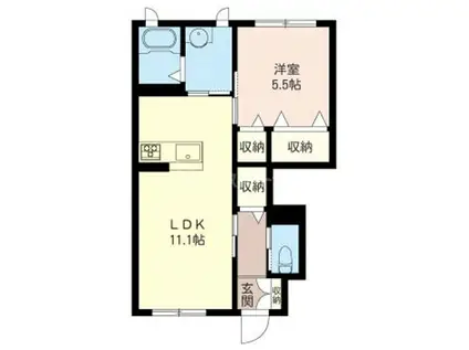 セレッソガーデンII(1LDK/1階)の間取り写真