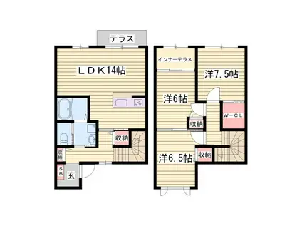 プレミア南条(3LDK/1階)の間取り写真