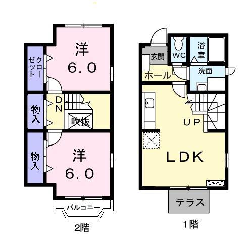 エム・プルミエC(2LDK/1階)の間取り写真