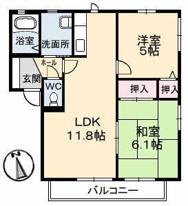 サントーク綾羅木(2LDK/2階)の間取り写真