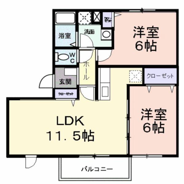 NEWELDEM若竹Ⅲ(2LDK/1階)の間取り写真