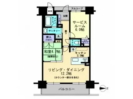 アルファステイツ岡山駅西(1SLDK/8階)の間取り写真