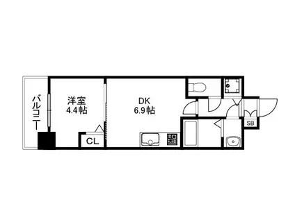 CREST TAPP京都太秦天神川DEX I(1DK/3階)の間取り写真
