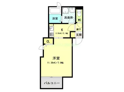 ラシックランテ那珂(1K/3階)の間取り写真