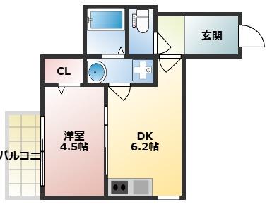 SUNMARK次郎丸III(1DK/1階)の間取り写真