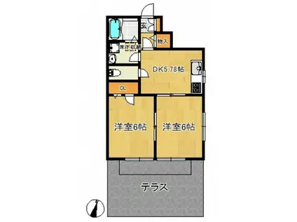 サンブレージュ宮崎台(2DK/1階)の間取り写真