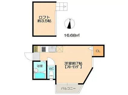 エレガンテ住吉IV(ワンルーム/2階)の間取り写真