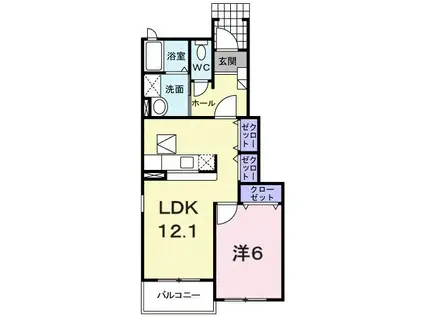 カーサ・フェリーチェII(1LDK/1階)の間取り写真