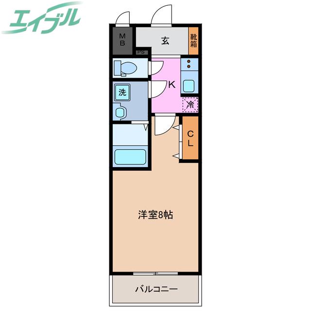 S-RESIDENCE四日市元町(1K/3階)の間取り写真