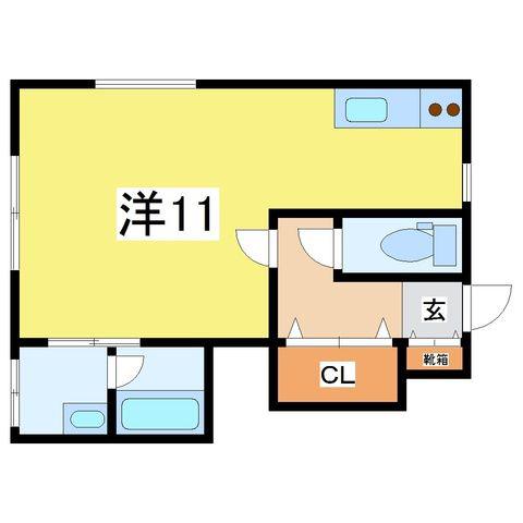 トレーフル(ワンルーム/1階)の間取り写真