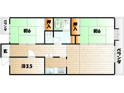 パークタウン大手町1(3LDK/6階)の間取り写真