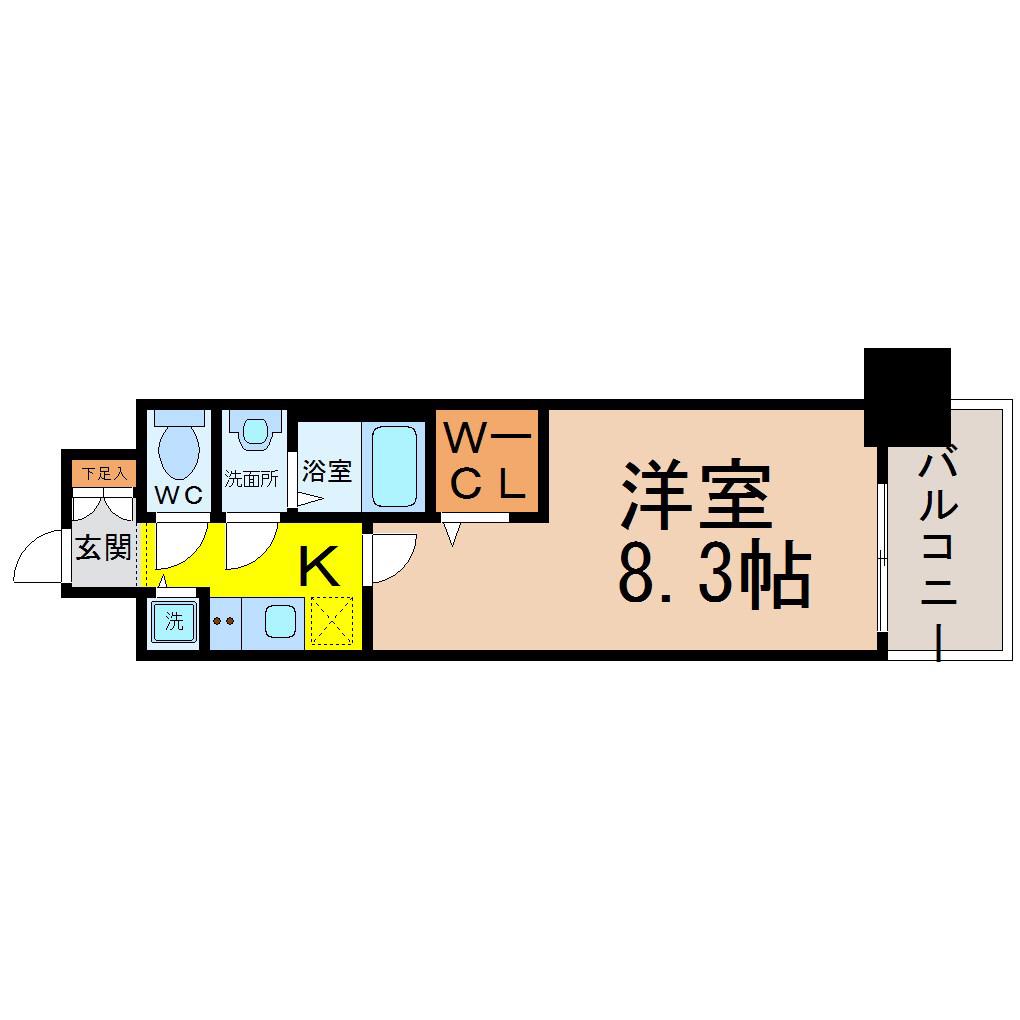プレサンスジェネ鶴舞(1K/5階)の間取り写真