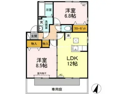 メゾン・ラフィーネ A棟(2LDK/1階)の間取り写真