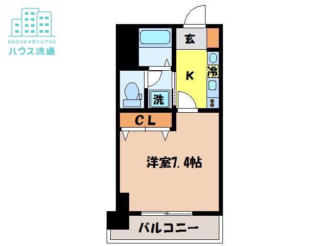 ディノ馬町(1K/8階)の間取り写真
