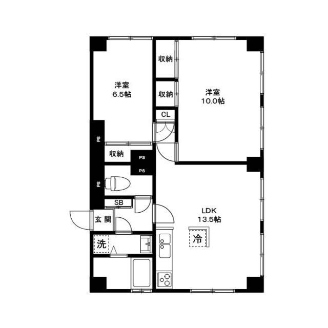 パセオモリ(2LDK/1階)の間取り写真