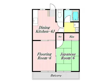 第一中川ハイツ(2DK/1階)の間取り写真