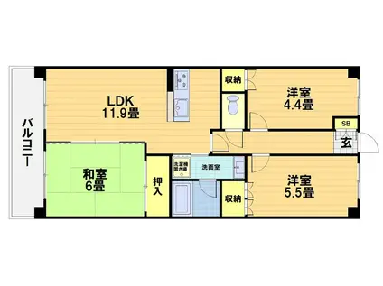 グランシティ京都I番館(3LDK/5階)の間取り写真