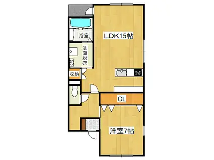 ホームアドバンス羽白B(1LDK/1階)の間取り写真