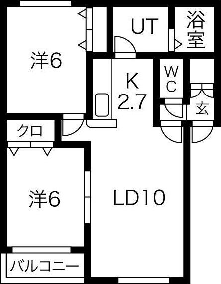 グランボヌールII(2LDK/2階)の間取り写真